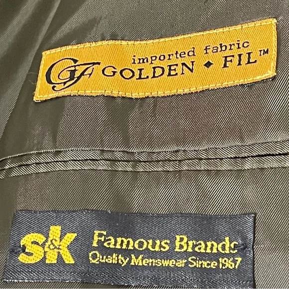 JONES NEW YORK Vtg Mens Gray Golden Fil Wool Suit Jacket 42L USA Career Blazer - Picture 11 of 13